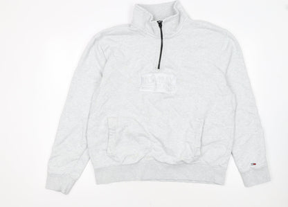 Tommy Jeans Men's Grey XL 1/2 Zip High Neck Sweatshirt