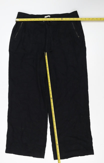 Tu Women’s Black Linen Blend Wide-Leg Trousers Size 14S