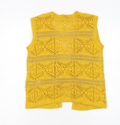Marks and Spencer Womens Yellow Crochet Knit Open Vest XS