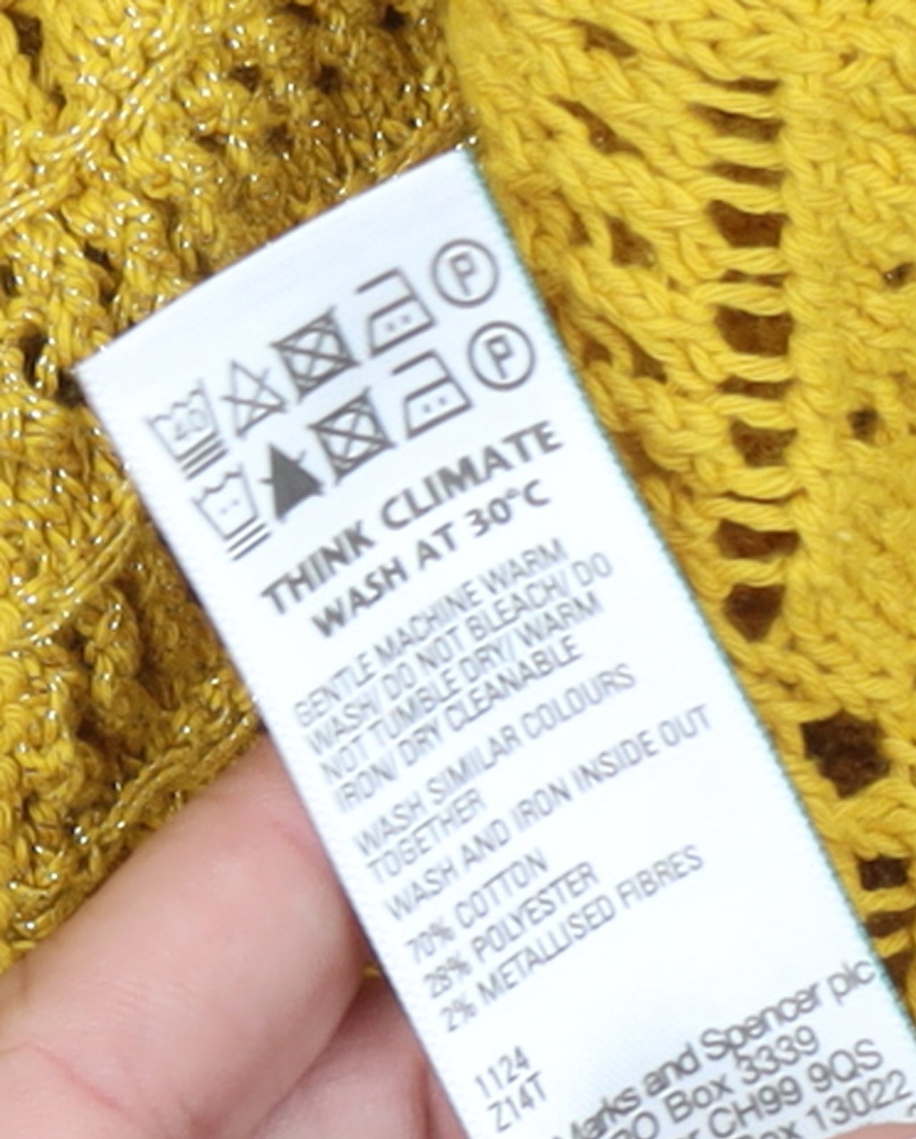 Marks and Spencer Womens Yellow Crochet Knit Open Vest XS