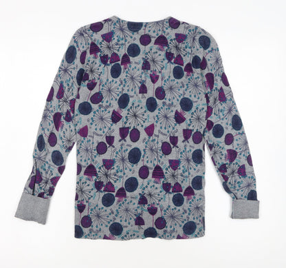 Mantaray Women’s Grey Floral Cotton Cardigan Size 8