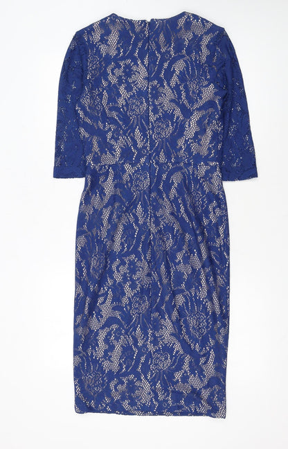 Pied a Terre Womens Blue Lace Sheath Dress Size 10 Partywear