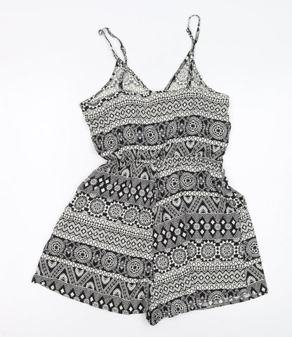 H&M Divided Women's Black & White Sleeveless Playsuit Size 8 Viscose