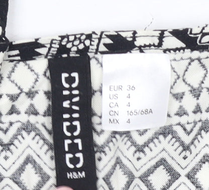 H&M Divided Women's Black & White Sleeveless Playsuit Size 8 Viscose