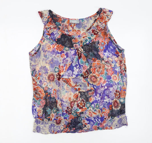 Wallis Women’s Multicoloured Floral Chiffon Sleeveless Tunic Blouse M