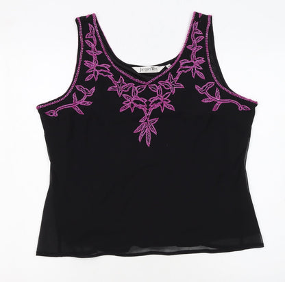 Jacques Vert Women Black Beaded Camisole Tank Top Size 16