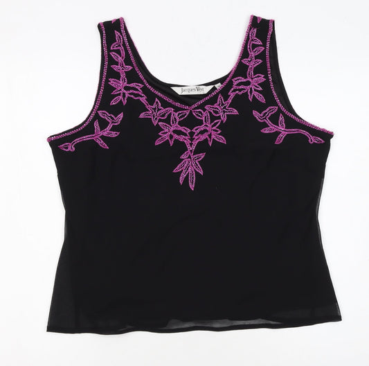 Jacques Vert Women Black Beaded Camisole Tank Top Size 16