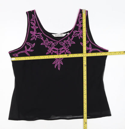 Jacques Vert Women Black Beaded Camisole Tank Top Size 16