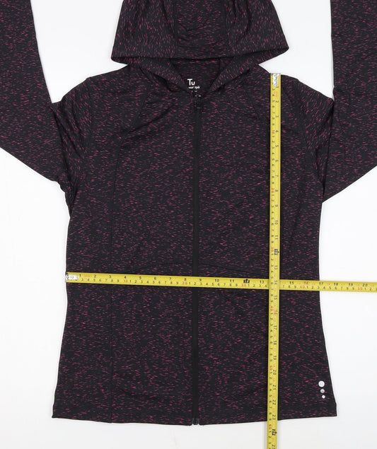 Tu Women’s Black Pink Full Zip Hooded Sweatshirt Size 10 Polyester Blend