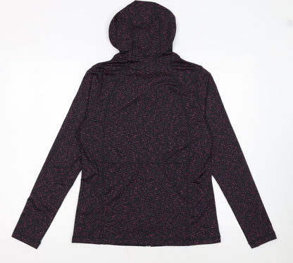 Tu Women’s Black Pink Full Zip Hooded Sweatshirt Size 10 Polyester Blend