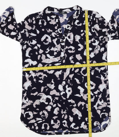 Wallis Women Blue Animal Print Shift Dress Size M 3/4 Sleeve
