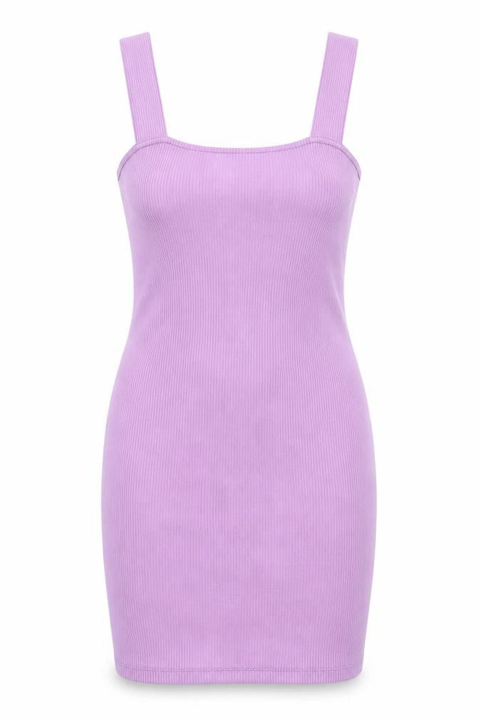 Front view of ASOS DESIGN Women’s Purple Bodycon Knit Dress, size UK 2
