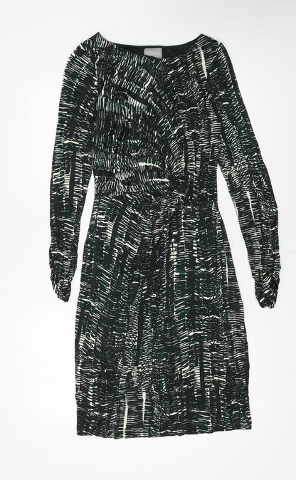 Ghost Women’s Green Geometric Wrap Dress Medium Long Sleeve