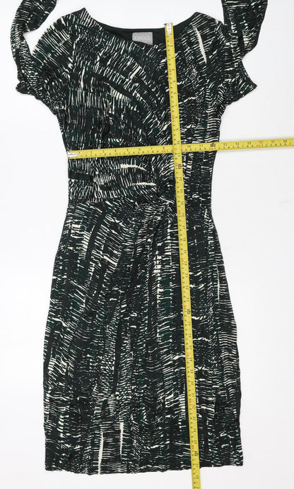 Ghost Women’s Green Geometric Wrap Dress Medium Long Sleeve