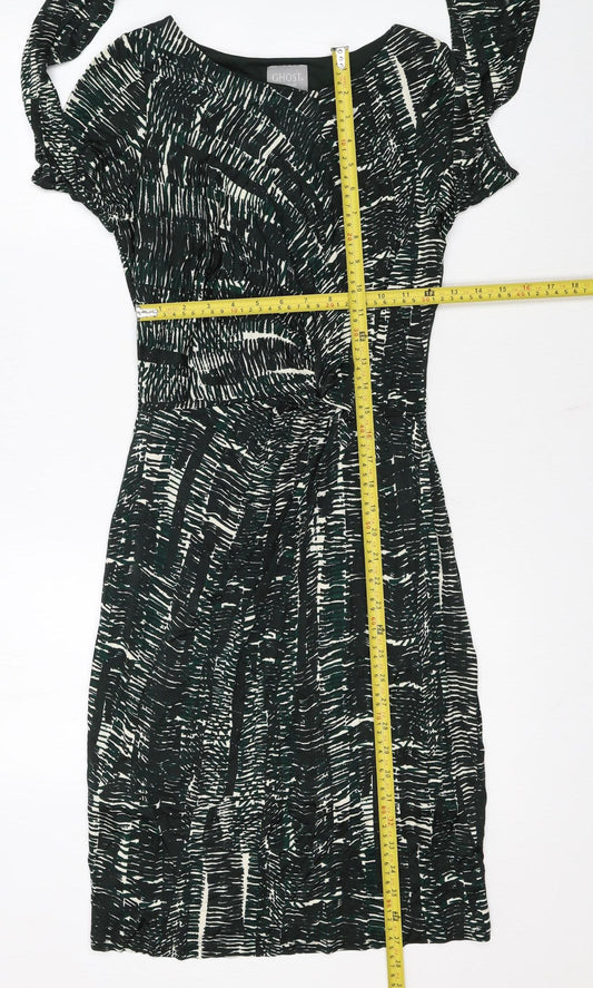 Ghost Women’s Green Geometric Wrap Dress Medium Long Sleeve