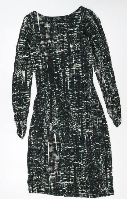 Ghost Women’s Green Geometric Wrap Dress Medium Long Sleeve