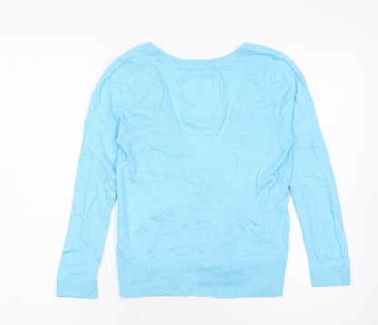 Hollister Women's Blue Cotton Blend Cardigan M V-Neck Knit
