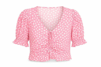 New Look Women's Pink Floral Viscose Cropped Blouse Size 12