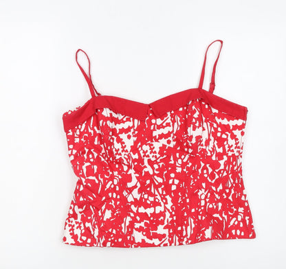 Coast Womens Red White Cotton Lined Camisole Top Size 14