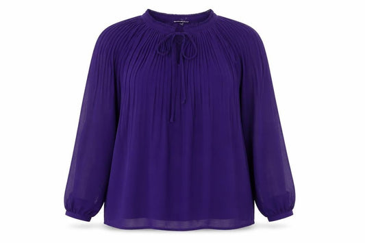 Damart Women’s Purple Pleated Long Sleeve Tunic Blouse Size 18