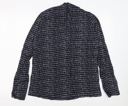 Next Women’s Blue Printed Long Sleeve Viscose Blouse Size 10