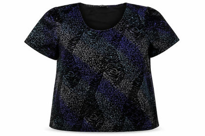 Bonmarché Women's Blue Animal Print Velvet T-Shirt Size 20