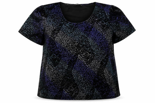 Bonmarché Women's Blue Animal Print Velvet T-Shirt Size 20