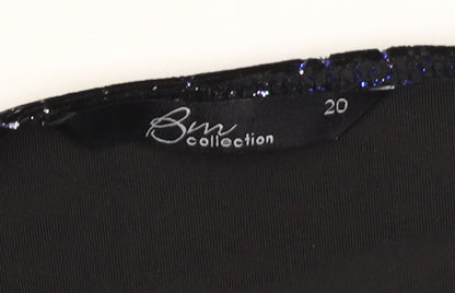 BM Collection Women's Blue Animal Print Velvet T-Shirt Size 20