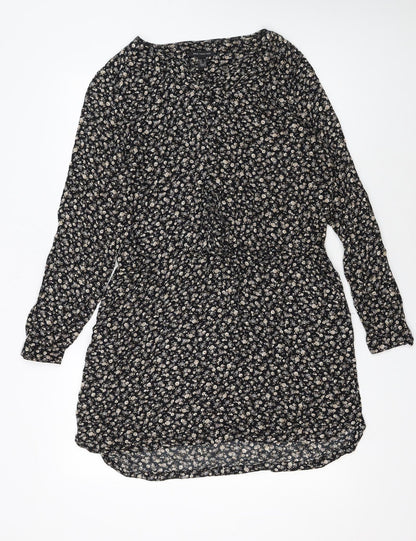 MNG Collection Women’s Black Floral Viscose Shift Dress Size 16