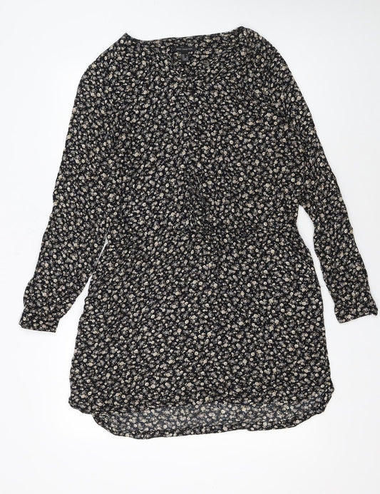 MNG Collection Women’s Black Floral Viscose Shift Dress Size 16