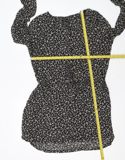 MNG Collection Women’s Black Floral Viscose Shift Dress Size 16
