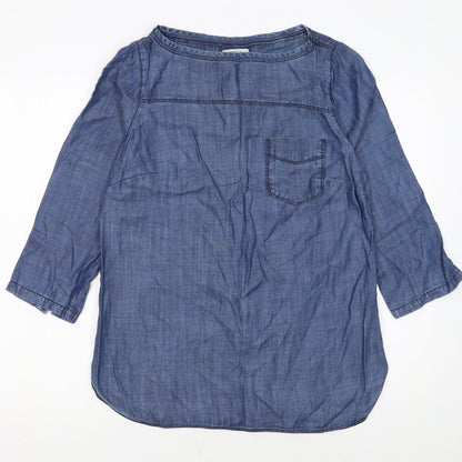 Papaya Women’s Blue Lyocell Chambray Blouse Size 10 3/4 Sleeve