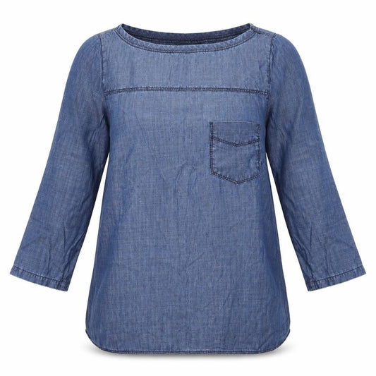 Papaya Women’s Blue Lyocell Chambray Blouse Size 10 3/4 Sleeve
