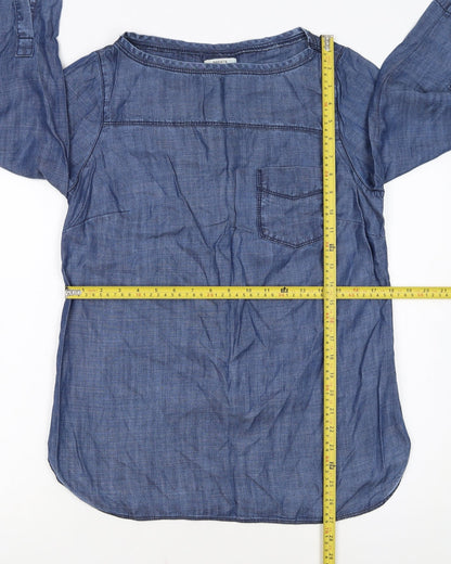 Papaya Women’s Blue Lyocell Chambray Blouse Size 10 3/4 Sleeve