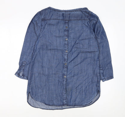 Papaya Women’s Blue Lyocell Chambray Blouse Size 10 3/4 Sleeve