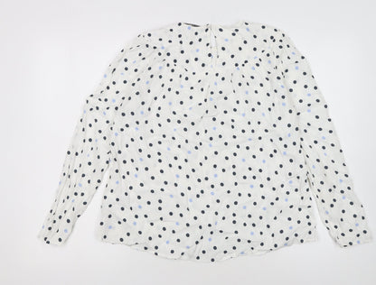 Next Womens White Polka Dot Long Sleeve Viscose Tunic Blouse Size 10