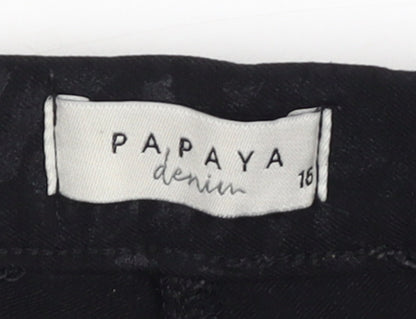 Papaya Women’s Black Animal Print Stretch Jeggings Size 16