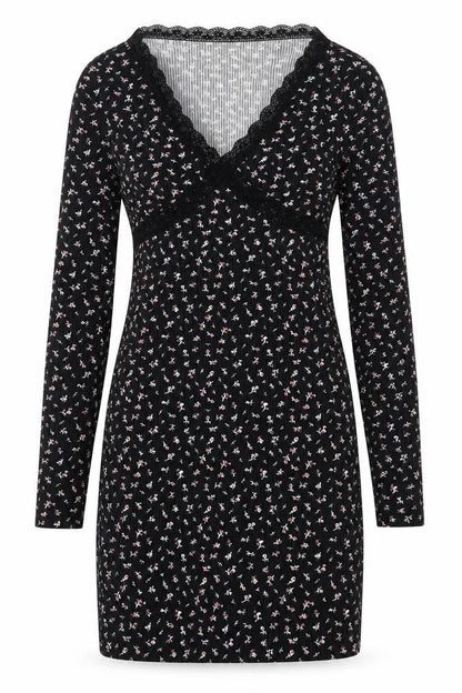 H&M Divided Women's Black Floral Bodycon Lace Detail Dress Size 8