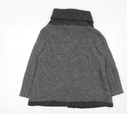 Marks and Spencer Women's Grey Wool Blend Roll Neck Button Cardigan UK 16