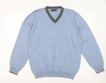 Marks and Spencer Men’s Blue V-Neck Wool Blend Jumper Medium