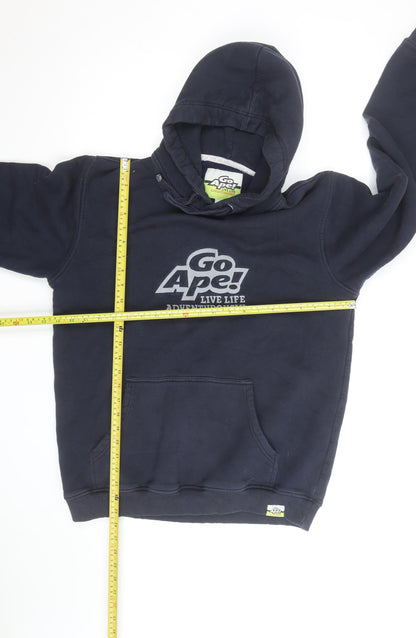 Go Ape Men’s Blue Pullover Hoodie Large Graphic Logo Adventure