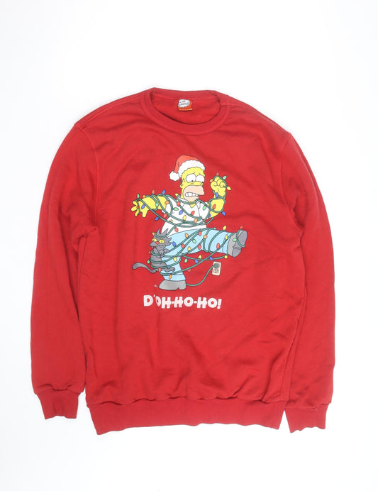 The Simpsons Men’s Red Homer Christmas Sweatshirt L Pullover