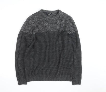 Kensington Eastside Men's Grey Chunky Knit Crew Neck Pullover Jumper M