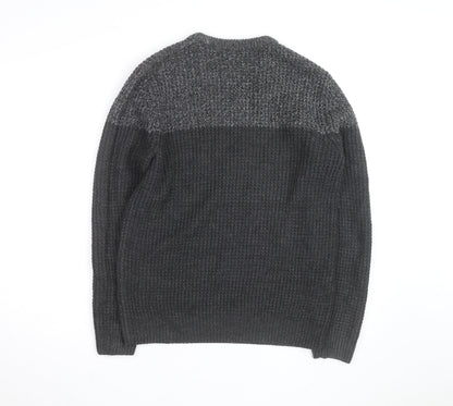 Kensington Eastside Men's Grey Chunky Knit Crew Neck Pullover Jumper M