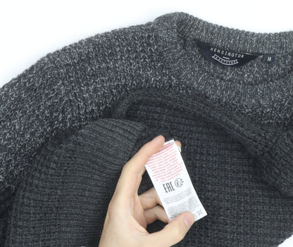 Kensington Eastside Men's Grey Chunky Knit Crew Neck Pullover Jumper M