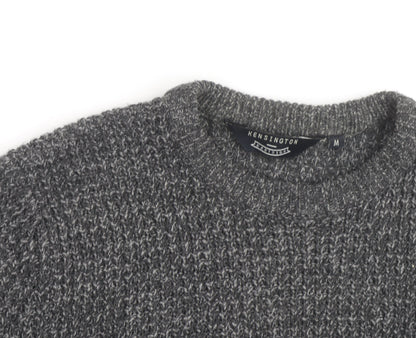 Kensington Eastside Men's Grey Chunky Knit Crew Neck Pullover Jumper M