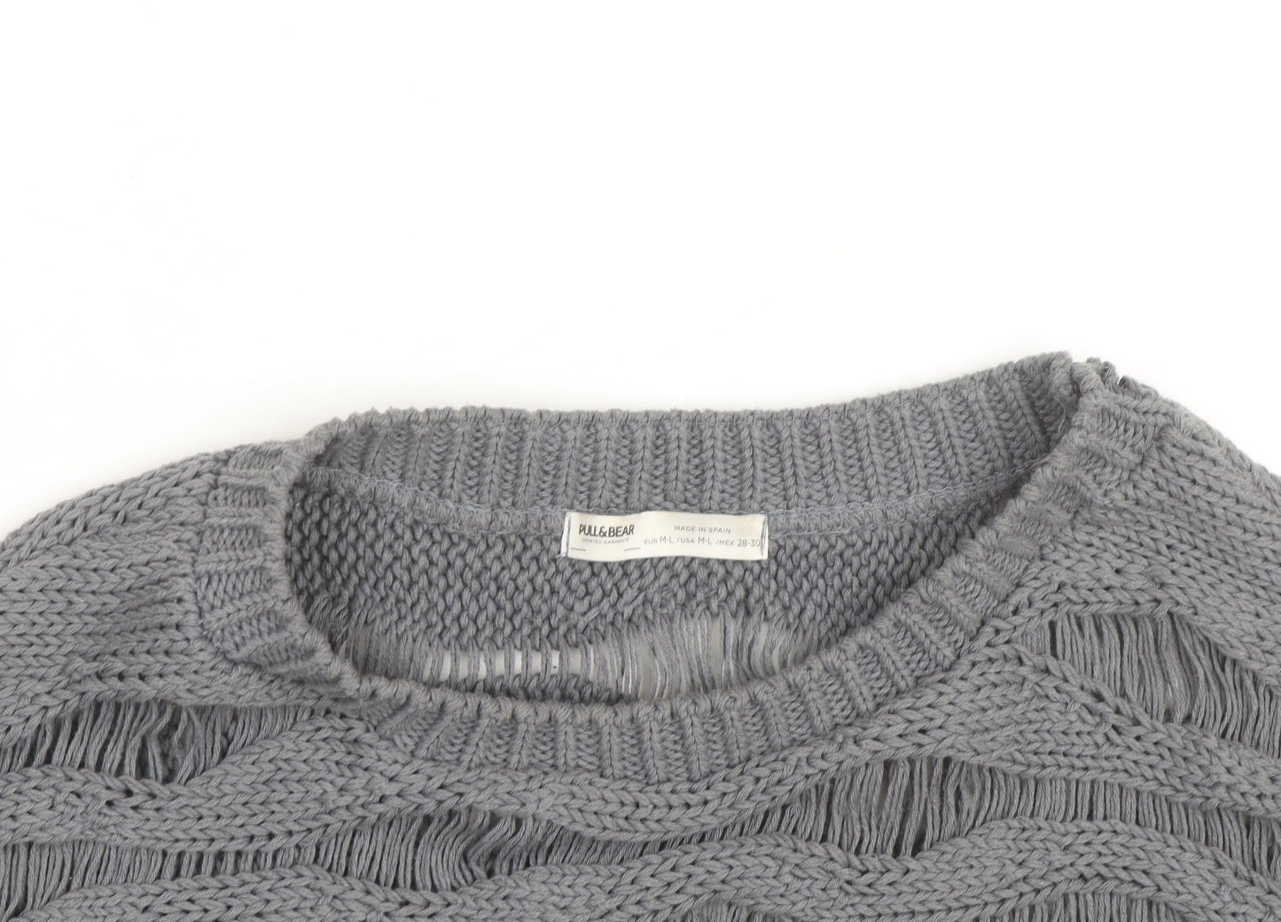 Pull & Bear Women Grey Open-Knit Cotton Shrug Jumper M