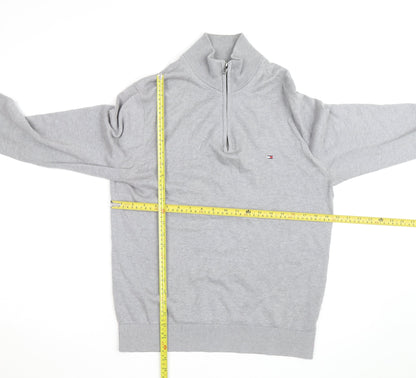 Tommy Hilfiger Men's Grey Cotton 1/2 Zip Jumper Size M