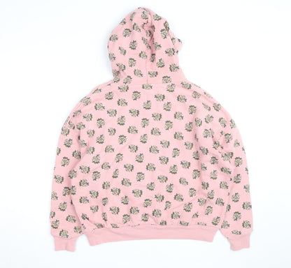 The Animals Observatory Pink Floral Pullover Hoodie Women Size 10