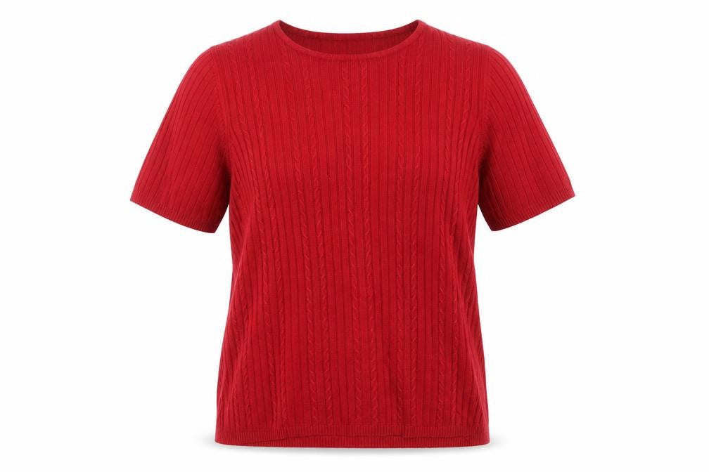 BHS Women’s Red Cable Knit Short Sleeve Pullover Jumper Size 18